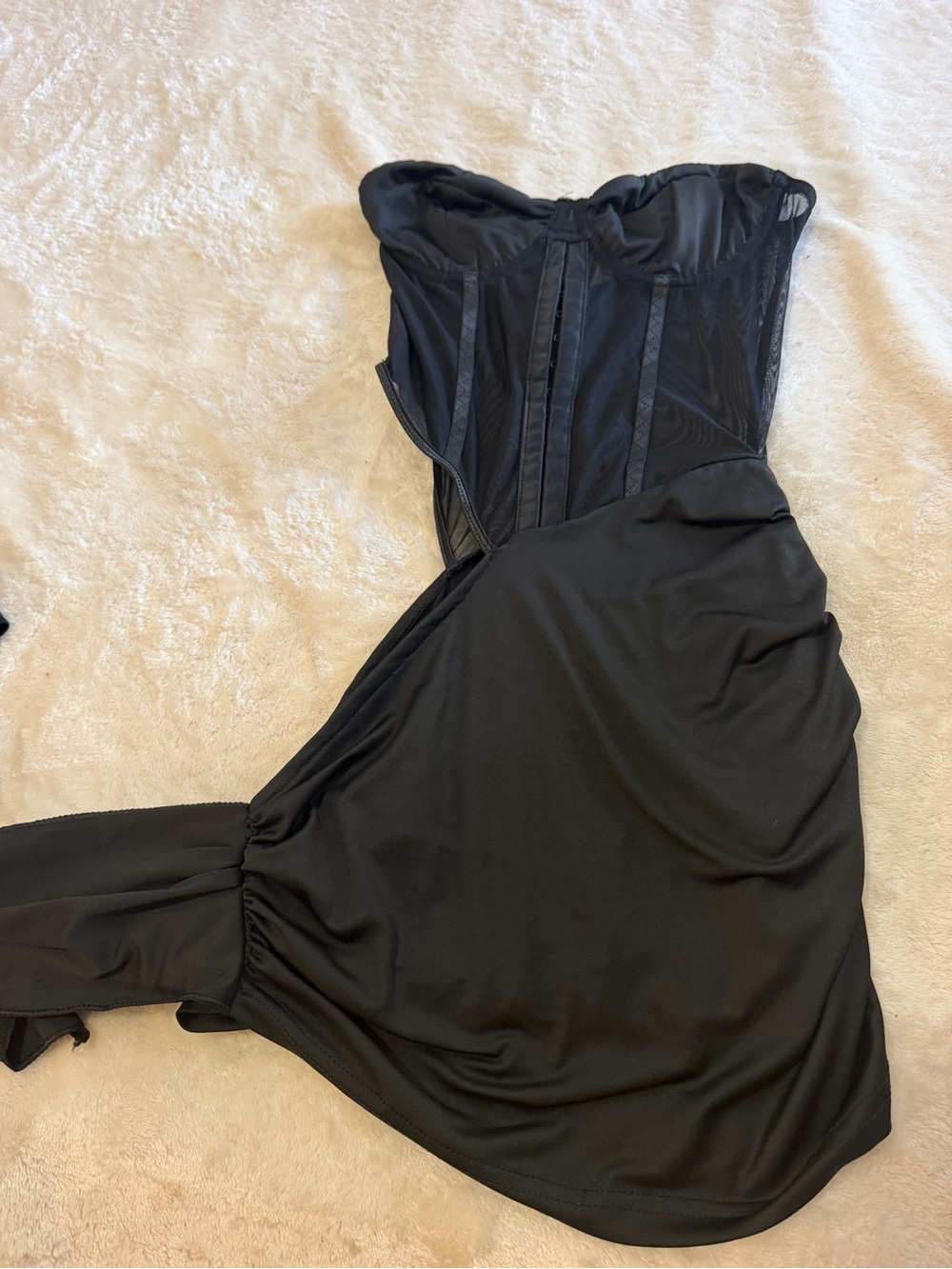 SHEIN Black Strapless Corset Mini Dress